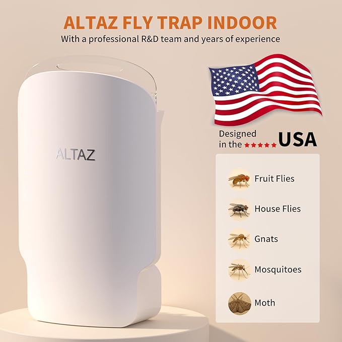 Fly Trap Indoor Plug in – Electric Bug Zapper with Six Light - Silent, Pet Safe & Mess-Free Flying Insect Traps - Gnat Catcher & Fruit Fly Killer for House Home Kitchen Bedroom (1 Device + 3 Refills)