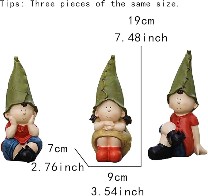 Garden Gnome Decorative Figurines, Set of 3,Flower Gnomes Ornaments Decor Summer Outdoor Figurines, Yard, Flower Bed Garden Gifts for Women, Mom
