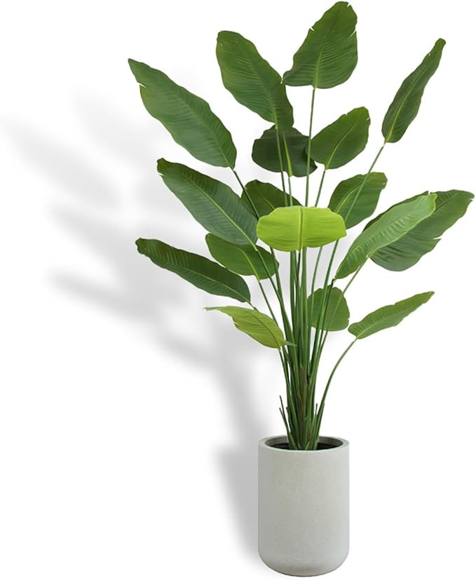 CG Hunter Faux Birds of Paradise Plant, Premium Artificial Indoor Plant Stands 8' Tall and Enhances Interior Design, Lifelike-Leaves Create Realistic Natural Appearance, Grey Planter Pot Included