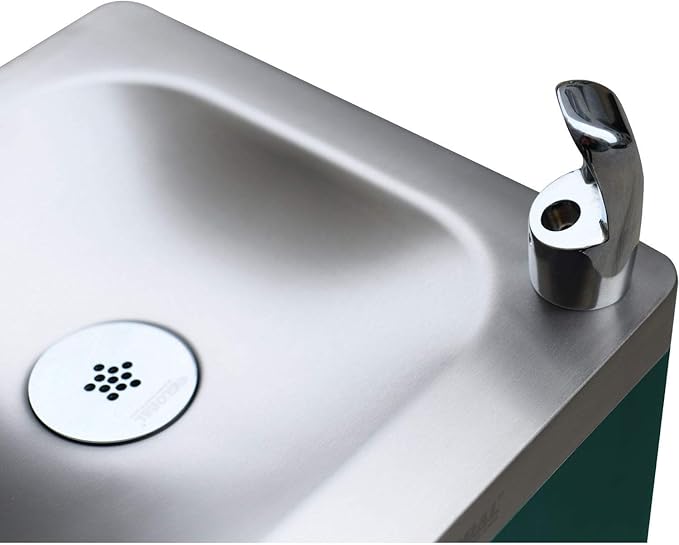 Global Industrial Outdoor Bottle Filling Station & Bi-Level Drinking Fountain, Green Powder Coat