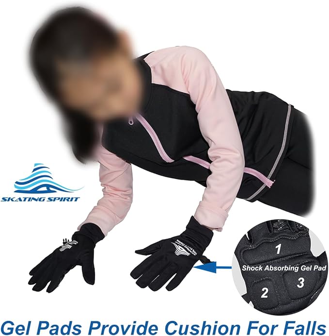 Skating Spirit Gel Padded Palm Protection Gloves for Kids and Adults, Water Resistant Warm Touchscreen Non Slip