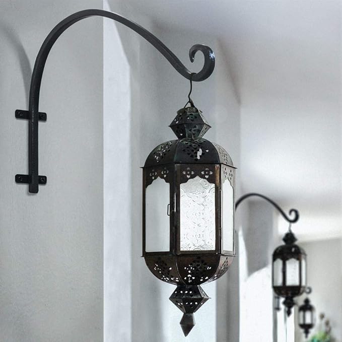 Lifyzoon Heavy Duty Hanging Plant Bracket - 2 Packs 12-Inch Bird Feeder Hangers, Black Metal Plant Bracket Wall Hook for Birdhouse, Wind Chimes, Hanging Lanterns, Easy to Install