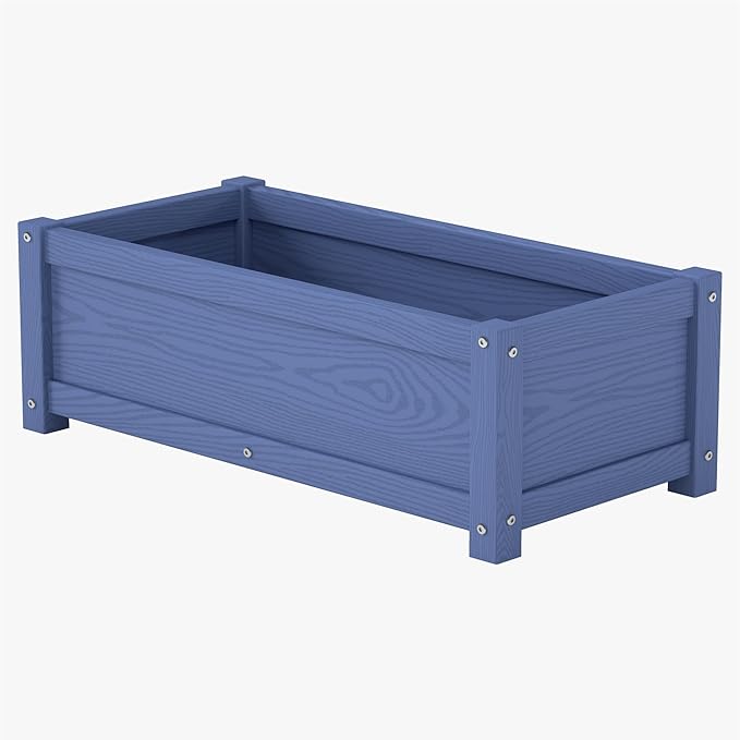 HDPE Planter Box, All-Weather Outdoor Garden Bed Easy to Assemble, Drainage System, Low Maintenance, Non-Fading, for Flower/Herb/Seed (Navy)