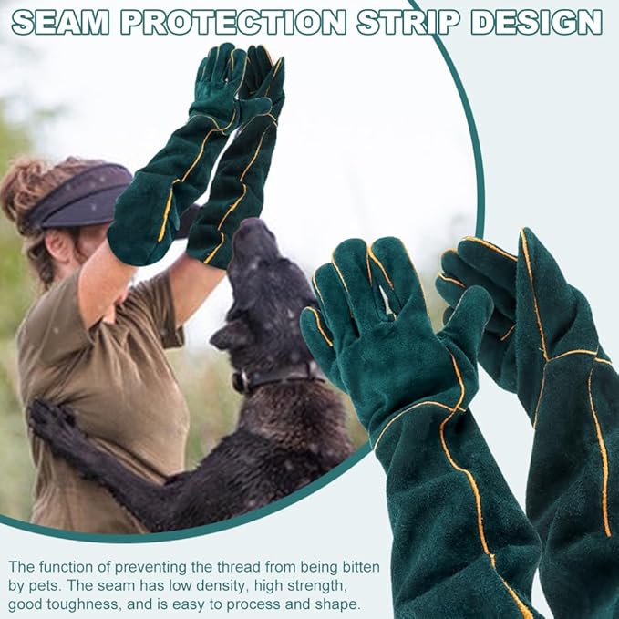 23.7" Animal Handling Gloves - Bite Proof, Long Protective, Durable Gloves for Cat, Dog, Snake, Falcon, Zoo Workers
