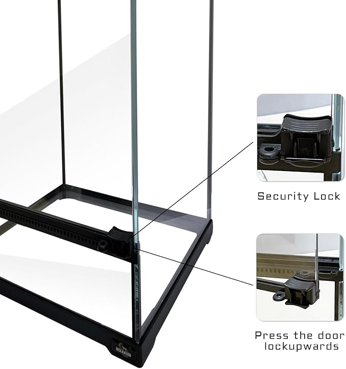 waazoorep Reptile Glass Terrarium Tank 10 * 10 * 14in, Full View with Front Opening Door,Amphibians Enclosure Habitat Cage for Crested Gecko,Spider,Tarantula,Lizard,Hermit Crab,Frog,Mantises,Insects