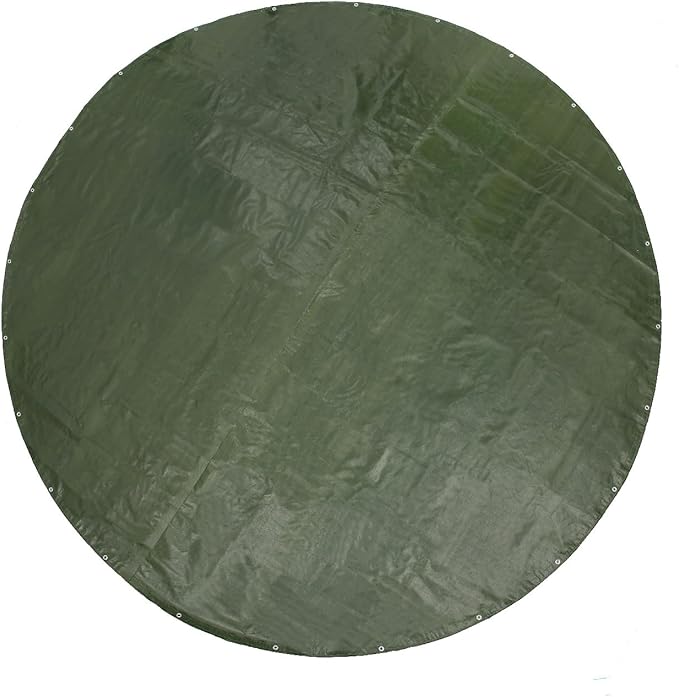 GUARD SHIELD Round Tarp 15 Feet Waterproof Heavy Duty Circle Tarps for Under Pool Green/Silver Multi Purpose Circular Outdoor Cover
