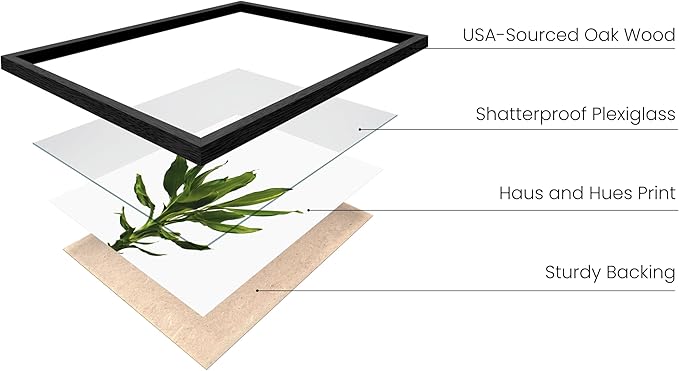 HAUS AND HUES Plant Wall Art - Set of 4 Green Plant Pictures Collection, Botanical Prints, Sage Green Leaves Paintings, Minimalist Wall Décor (16x20, Black Frame)