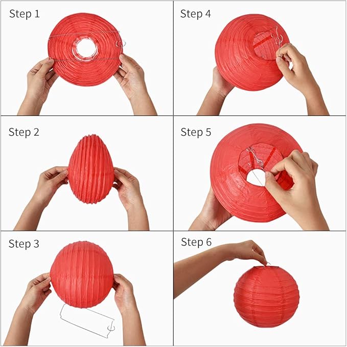 BEISHIDA 10Pcs White Paper Lanterns Decorative Chinese/Japanese Hanging Round Paper Lanterns Lamp for Birthday, Wedding, Christmas, Bridal, Home Decor, Party Decoration(Size of 4”, 6”, 8”, 10”)