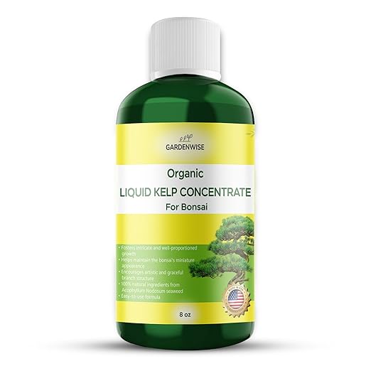 Organic Premium Seaweed Fertilizer for All Bonsai - Liquid Kelp Plant Food - Nutrient-Rich Liquid Plant Food & Soil Enhancer for Growth Control (8 OZ)