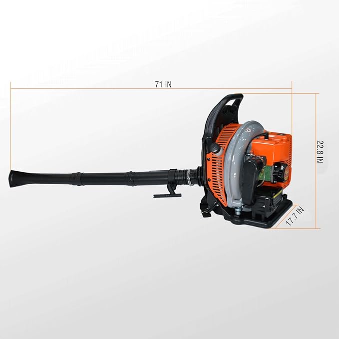 63CC Gas Leaf Blower, 3.2HP Backpack Blower with 660 CFM Air Volume and 200 MPH Wind Speed, Powerful 2-Stroke Engine for Heavy-Duty Lawn, Yard, and Parking Lot Cleanup