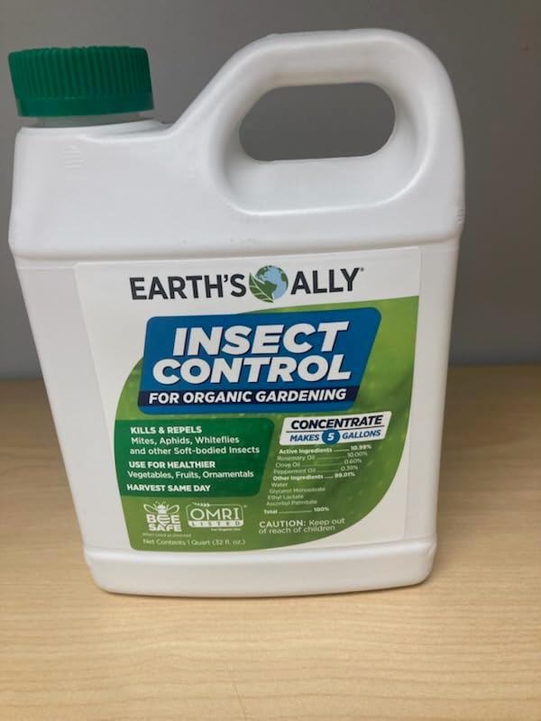 Earth's Ally Outdoor Indoor Plant Insecticide Concentrate - Insecticidal Soap for Plants - Insect Repellent Pest Control for Spider Mite, Aphid, Mealybug - Bee, Pet, Kid Safe - 32 Oz, Makes 5 Gallons