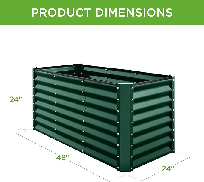 Best Choice Products 4x2x2ft Outdoor Metal Raised Garden Bed, Deep Root Planter Box for Vegetables, Flowers, Herbs w/ 119 Gallon Capacity - Dark Green