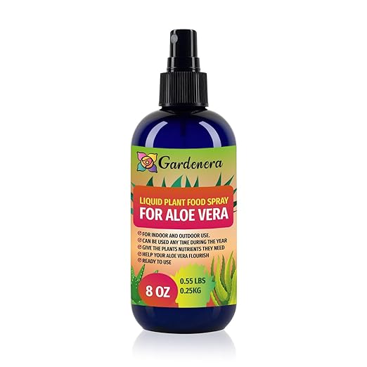 Gardenera Professional Aloe Vera Superfood Spray Mist for Home Gardening | Micro-Fungi Enriched Fertilizer Mist for Healthy Leaves & Growth | 18 Essential Vitamins & Minerals for Aloe Vera - 8oz