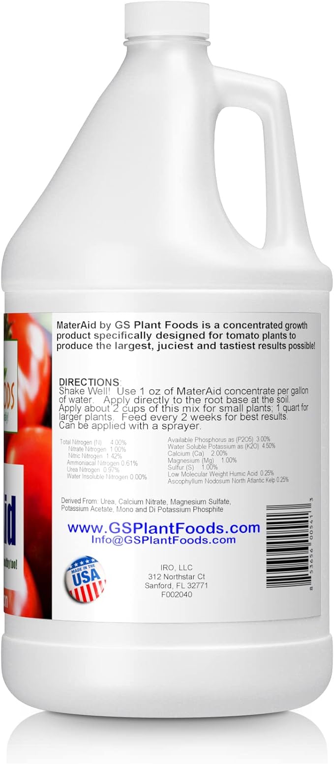 MaterAid Tomato Fertilizer by GS Plant Foods- Superior Plant Food for Feeding & Growing Tomatoes (1 Gallon)- Tomato Food Suitable for All Your Tomatoes
