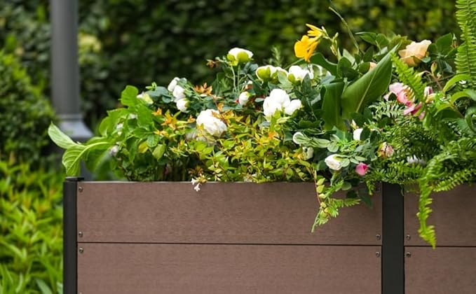 GarveeLife 48" x 25"x 29" Wood Look Raised Garden Bed Without Bottom, Outdoor Planter Box for Vegetables & Herbs, Durable Composite Deep Root Bed for Vegetables, Flowers in Backyard, Patio