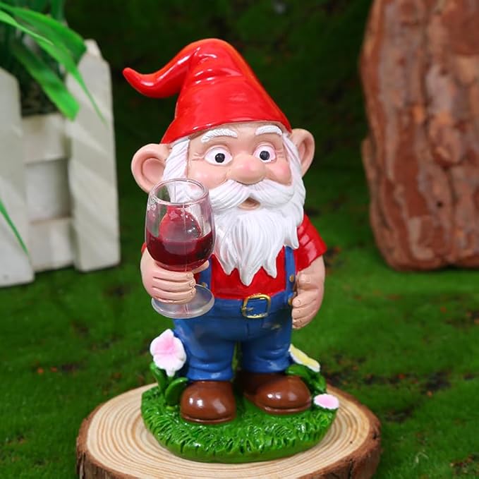 Garden Gnome Statue, 12 inch Outdoor Lawn Decoration, Weather Resistant Resin, Freestanding