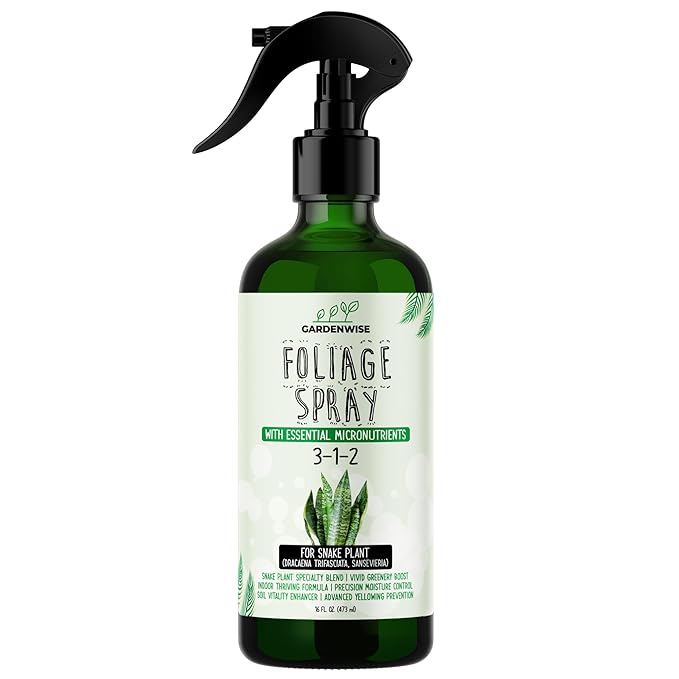 Professional Foliar Plant Spray with Essential Micronutrients 3-1-2 for Snake Plants, Dracaena trifasciata, Sansevieria - Liquid Fertilizer - Plant Food - Plant Shine - Plant Care (8 OZ)