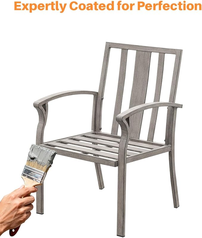 Patio Dining Chairs Set of 4, Aluminum Outdoor Dining Chairs with Thick Cushion, Patio Outdoor Chair Set for Table, Patio Chair Furniture Set for Deck, Backyard, Garden, Pool, Limed Oak