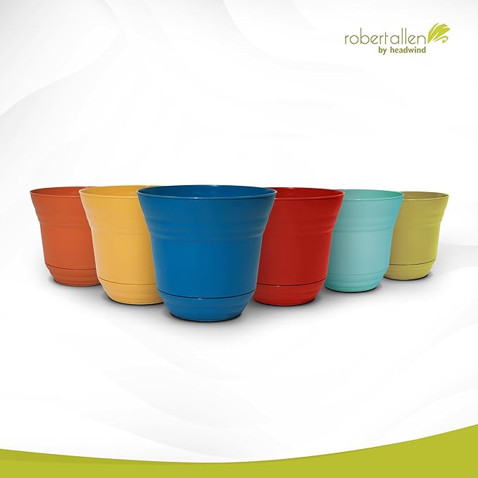 Headwind Traverse Planters – 7" 2 Pack Plastic Plant Pot in Sapphire Blue - Indoor & Outdoor Pots for Plants with Drainage - Decorative Plant Pot, Flower Pots Outdoor for Garden by Robert Allen
