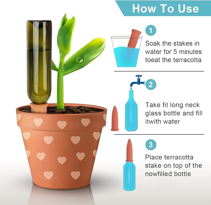 10 Pieces of Plant Watering Piles, Plant Watering Devices,Plant Water Seepage Devices, Clay self Watering Nails, Used for Automatic Watering Systems for Indoor and Outdoor Plants in Vacation Homes