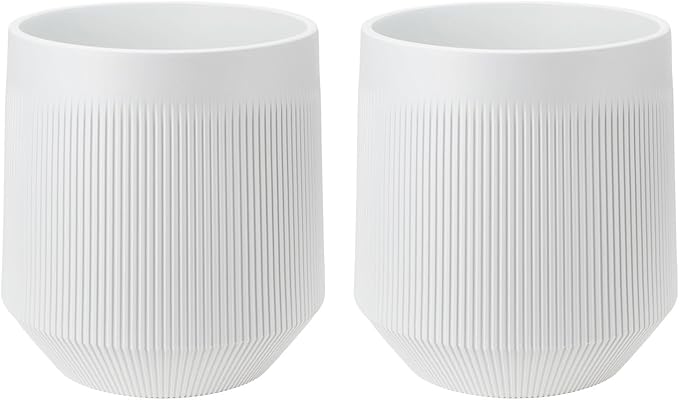 Yaghpy Plant Pots，Set of 2 Plastic Large Pots for Indoor Plants,Flower Pots Outdoor Planters with Drainage Hole and Seamless Saucer,(White 15Inches)