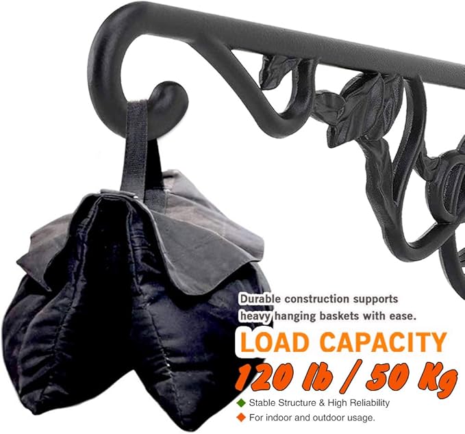 KABB Heavy Duty Hanging Plant Brackets, 2pcs 13" Hand Forged Iron Wall Mount Bracket Durable Rust-Resistant Plant Hanger Hook for Hanging Plants Bird Feeder Wind Chimes Lantern