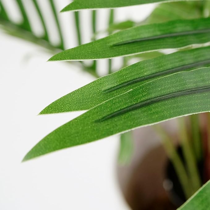 Artificial Tree in Modern Geometric Pattern Planter, Fake Areca Tropical Palm Silk Tree for Indoor and Outdoor Home Decoration - 66" Overall Tall (Plant Pot Plus Tree)