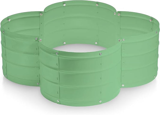 Plant & Plot Galvanized Raised Garden Beds Outdoor // 3×3×1 ft Planter Raised Beds for Gardening, Vegetables, Flowers // Large Metal Garden Box (Light Green) // Patented Tool-Free Design