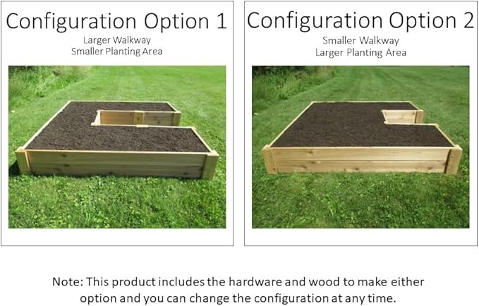 U-Shaped Cedar Raised Garden Bed 6 ft x 6 ft - Made in USA, Long-Lasting, 1" Thick North American Cedar That is Smooth on All 4 Sides
