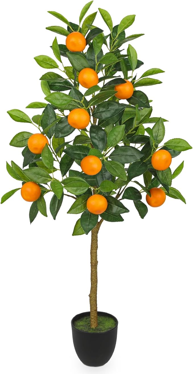 Artificial Orange Tree 3ft Fake Citrus Fruits Plant in Pot Large Fake Floor Plants Faux Trees Indoor Orange Decorations for Home Living Room Office