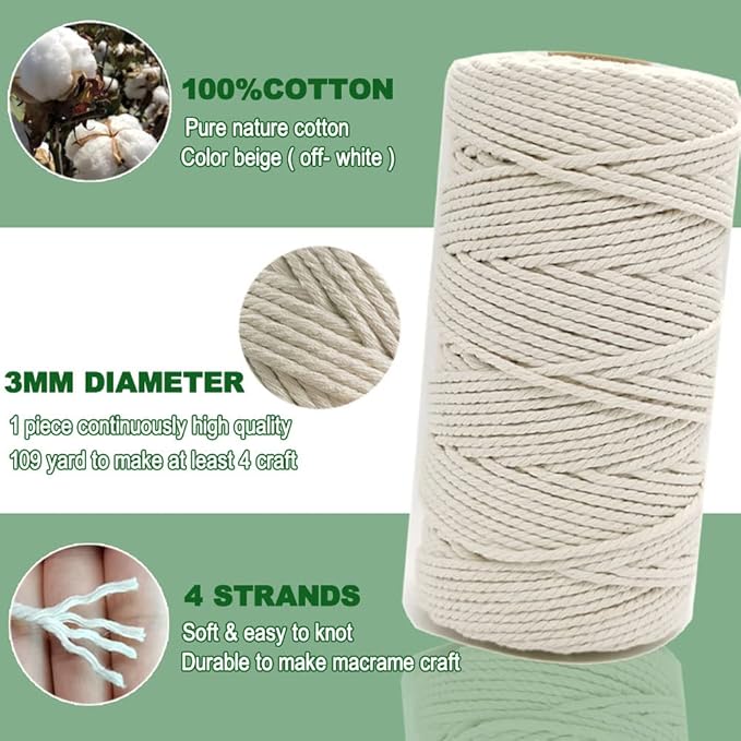 Easy Macrame Kits for Adults Beginners Supplier Wood Beads,Rings,Wooden Dowel for Macrame Plant Hangers,Boho Wall Hanging with Instruction Book for Starters Christmas Crafts for Adults