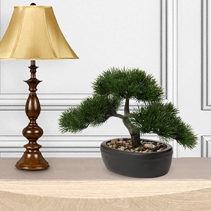 Artificial Bonsai Tree Juniper Faux Plants Indoor Small Fake Plants Decor with Ceramic Pots for Home Table Office Desk Bathroom Shelf Bedroom Living Room Farmhouse Decorations