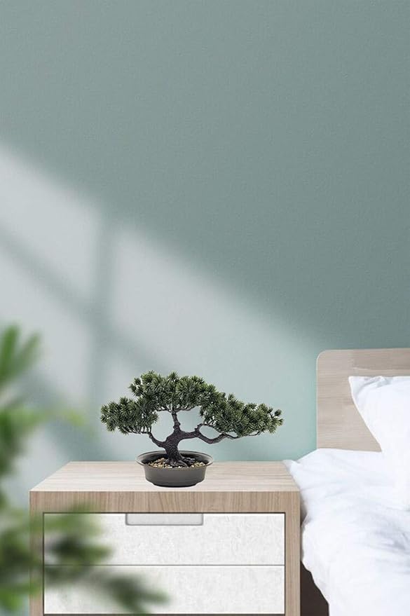 Rozwkeo Artificial Bonsai Tree Fake Plant Decoration Potted Tree Small Faux House Plants Japanese Pine Bonsai Plant for Home Indoor Decoration Office Hotel Windowsill Desktop Display Trees Zen Decor