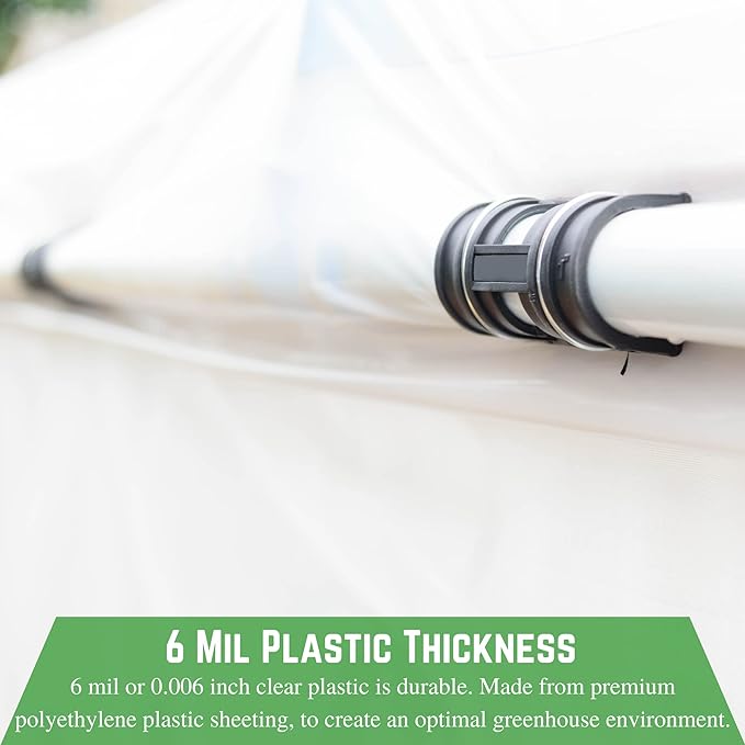 Farm Plastic Supply - Clear Greenhouse Plastic Sheeting - 6 mil - (15' x 10') - 4 Year UV Resistant Polyethylene Greenhouse Film, Hoop House Green House Cover for Gardening, Farming, Agriculture