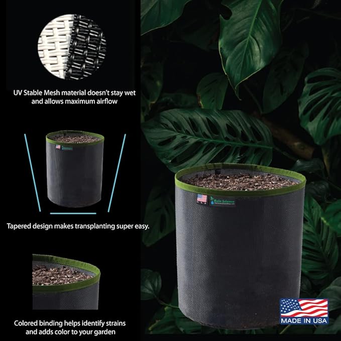Grow Bag 3 Gallon, Planting Pots - Colorful Plant Grow Bags Pots Gardening Vegetable - Air Pruning Mesh Fabric Plant Container - (Black/ODGreen)