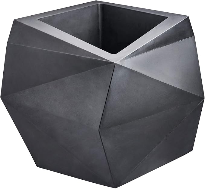 Crescent Garden Modern Geometric Origami Planter, Plant Pot, 26-Inch (Caviar Black)