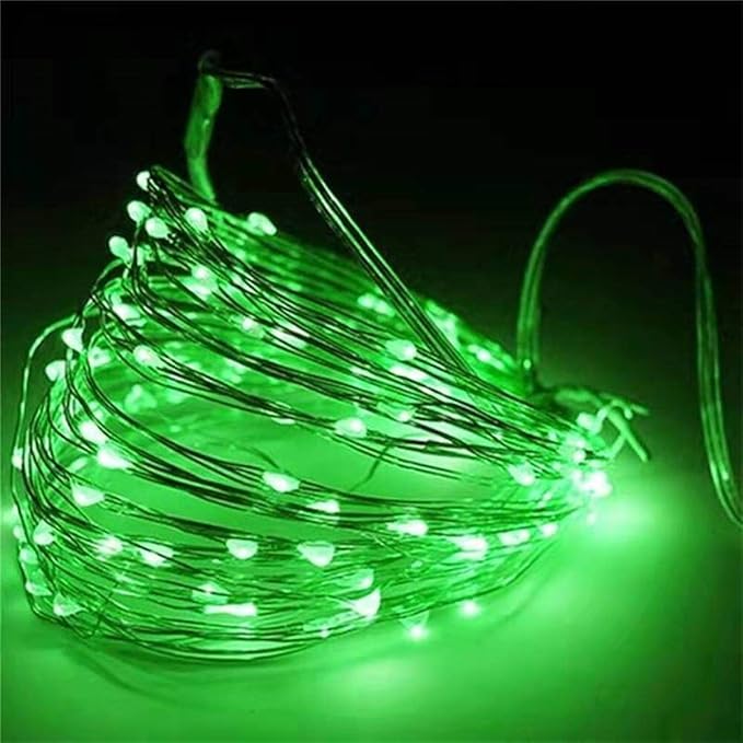 2 Pack Battery Operated Mini Led Fairy Light with Timer 6 Hours on/18 Hours Off for Christmas Decoration,30LED,10 Feet Silver Wire (Green Color)