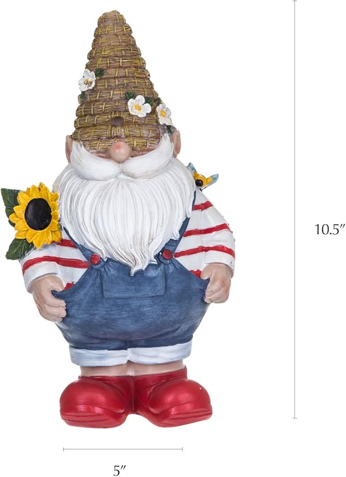 Topadorn Garden Gnome Statue with Sunflower Weather-Resistant Resin Garden Gnome Sculpture for Outdoor Yard Decor,Lawn Ornament and Gift for Garden Lovers