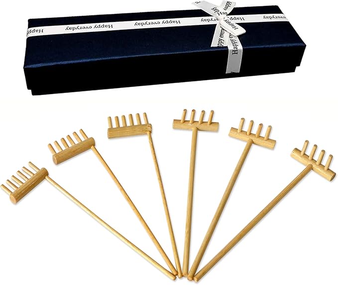 Mini Zen Garden Rake Tool - Japanese Tabletop Rock Sand Garden Tools Accessories Desktop Meditation Zen Decor Zen Gifts Office Relaxation Adult Toy Man Women Unique Stress Relief Birthday Gifts