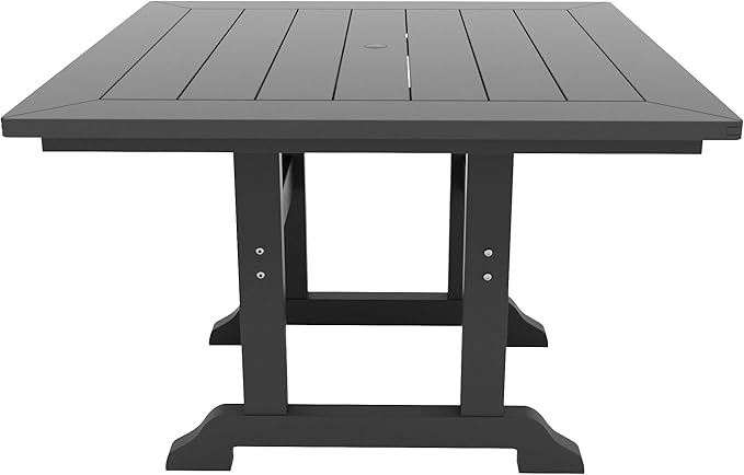 WestinTrends Malibu 5 Piece Adirondack Outdoor Dining Set, All Weather Poly Lumber Patio Table and Chairs Furniture Set, 43" Trestle Square Dining Table and 4 Adirondack Dining Chair, Gray