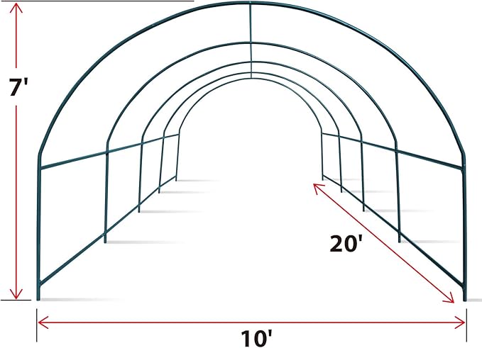 Strong Camel Greenhouse Replacement Frame for Outdoor Larger Hot Garden House , Support Arch Frame Climbing Plants/Flowers/Vegetables (20' X 10' X 7', Frame)