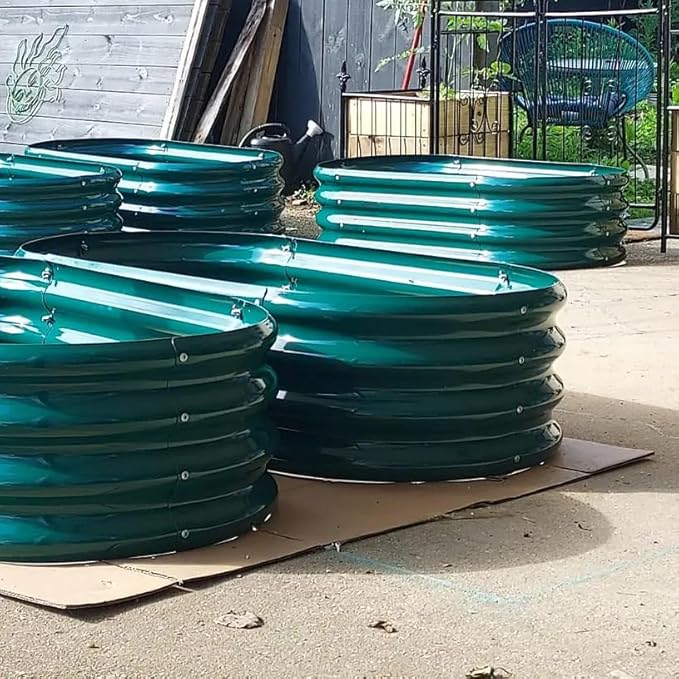 4 Pack 4x2x1FT Galvanized Raised Garden Bed Large Metal Planter Box Kit Elevated Raised Garden Planters for Outdoor Plants, Green