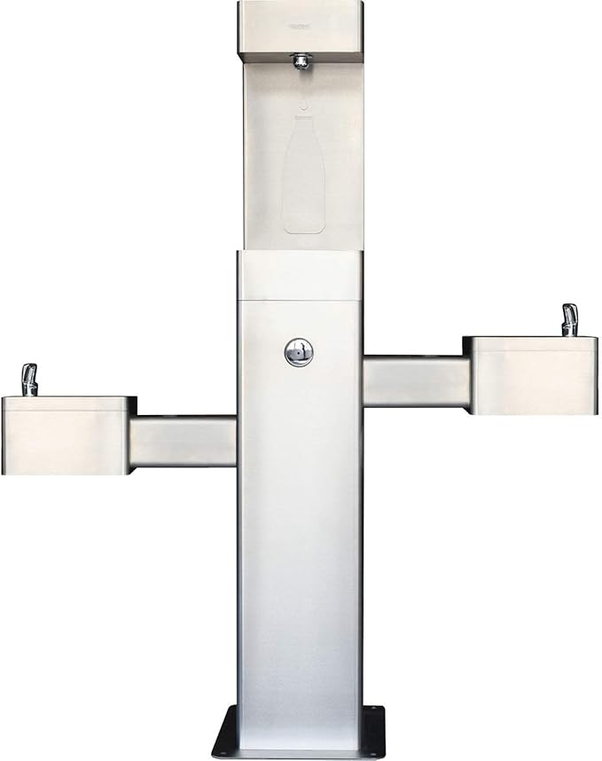 Global Industrial Outdoor Bottle Filling Station & Bi-Level Drinking Fountain, Stainless Steel