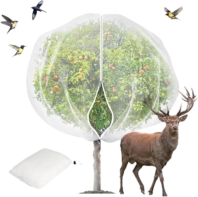 1 Pack Extra-Large Fruit Tree Covers for Birds and Squirrels(15X15ft) –Bird Nets for Fruit Trees with Zipper and Drawstring, Extra Large Durable Mesh Garden Netting to Protect Fruit Trees– Reusable