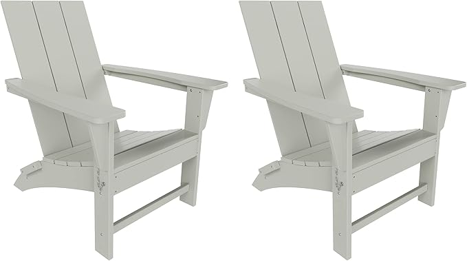 WestinTrends Ashore Modern Outdoor Folding Adirondack Chair (Set of 2), Sand