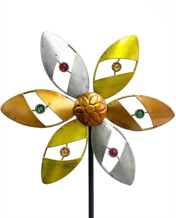 Gronhof Wind Spinners Outdoor Metal, 37" Tall × 10" Diameter Pinwheels for Yard and Garden Decor, Kinetic Wind Sculpture
