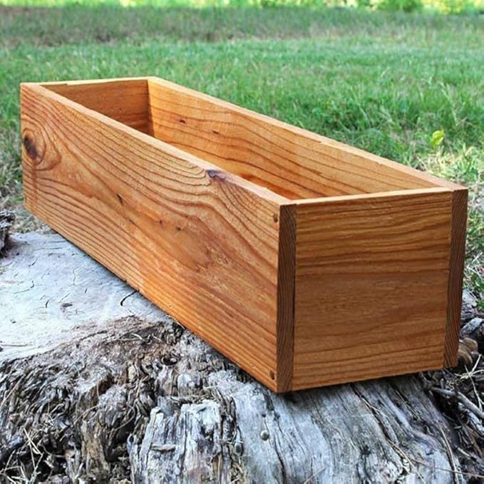 Rustic Wooden Flower Planter Box 11.81 Inch Anti-Rotten Cedar Wood Window Box for Gardening Balcony Patio Outdoor Use