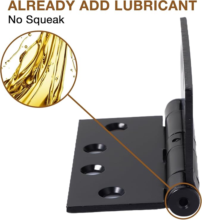 3 Pack 4.5 x 4 Inch Heavy Duty Hinges Black Square Corner Commercial Door Hinges 4-1/2 x 4 Industrial Grade Hinge Full Mortise Interior/Exterior Hinge for Doors Residential Office Cafe Garage