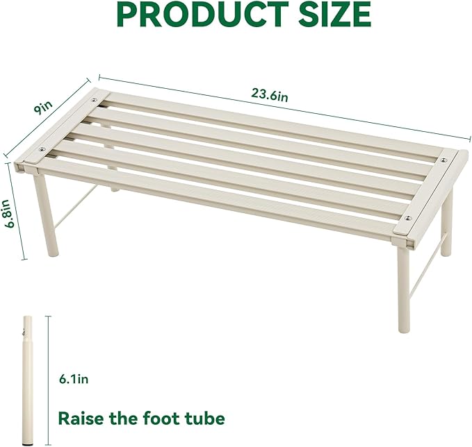 MultirackX Metal Plant Stand, Rust-proof Aluminum Flower Pot Stand, Heavy Duty Planter Display Shelving for Patio Balcony Garden Living Room Decorative (White, 23.6 Inch)