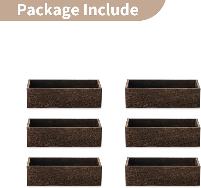 NUPTIO Wooden Box Centerpiece for Table: 6 Pcs 11.8" Long Wood Rectangle Box - Farmhouse Flower Box for Fall Wedding Dining Living Room Mantel Table Centerpiece Decor